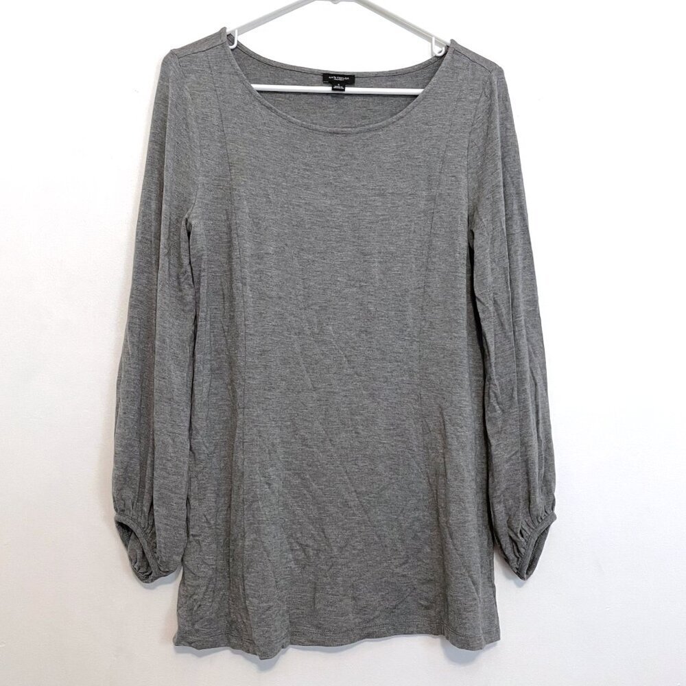 ANN TAYLOR Factory Heather Gray 3/4 Sleeve Puff Sleeve Balloon Sleeve Blouse Top